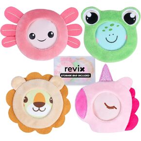 حزم Revix Kids Ice - عبوات باردة للهلام القابلة لإعادة الاستخدام للأطفال الصغار والرضع ، والأغطية القماشية الناعمة مع 4 تصميمات حيوانية لطيفة ، وضغط ساخن وبارد للراحة ، والتهدئة ، والاسترخاء ، والمطبات اليومية