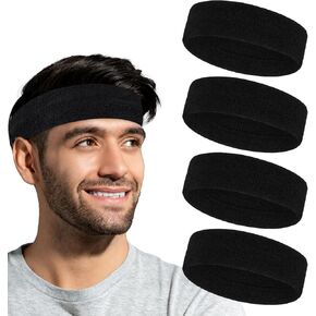 4PCS Sweat Band for Men Women, Sweatbands Sport Headbands Sweat Head Bands Workout Headband Moisture Wicking Athletic Sweatband for Exercise Running Fitness Yoga