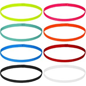 simarro 8Pcs Elastic Headbands for Women, Thin Elastic Sports Headbands Stretchy Skinny Non-Slip Athletic Hair Bands for Women Men Workout Running
