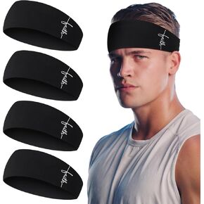 4 Pcs Men's Sports Headbands, Christian Faith Moisture Wicking Workout Headband, Running Sweat Bands for Men Women