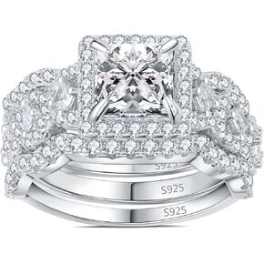 JewelryPalace Princess Cut 1.5ct Cubic Zirconia Engagement Rings for Women, 925 Sterling Silver 14K Gold Promise Ring for her, Infinitiy Twist Simulated Diamond Anniversary Wedding Band Bridal Sets