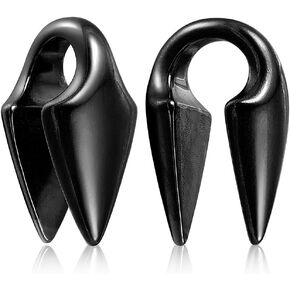 Casvort 2 PCS Hypoallergenic 316 Surgical Stainless Steel 16mm Spike Ear Weight for Stretched Lobe Geometric Ear Hangers Plugs Body Piercing Jewelry