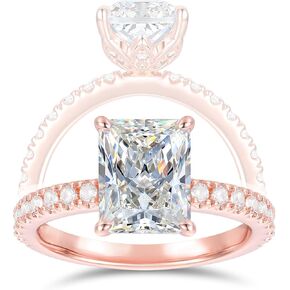 14K Gold 3ct D Color VVS Radiant Cut Moissanite Engagement Rings for Women