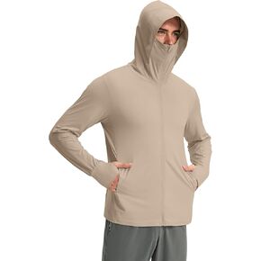 Locachy Men's UPF 50+ Sun Protection Jacket Hooded Lightweight Full Zip Long Sleeve Cooling Hiking Fishing Performance Shirts