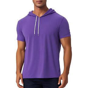 Lars Amadeus Hoodie t Shirt for Men's Hoodies Short Sleeve Athletic Workout Pullover Drawstring Hooded T-Shirts