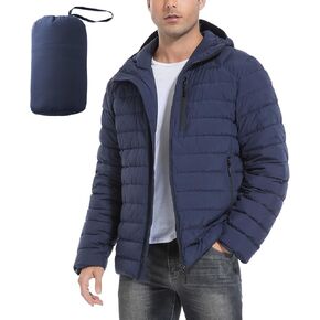 Men's Lightweight Packable Down Jacket Water-Resistant Winter Puffer Jackets with Hood