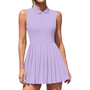 Wenlia Women's Polo Tennis Dresses Olcyleded Plateed Workout Golf Bress مع شورتات منفصلة وبيرا