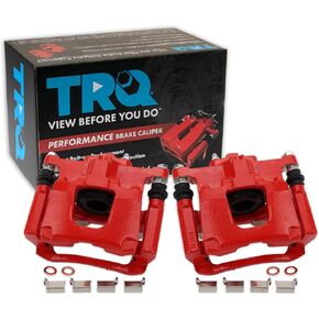 TRQ Rear Performance Brake Caliper Set Red Compatible with 2007-2011 Dodge Nitro 2008-2012 Jeep Liberty 2007-2017 Wrangler 2018 Wrangler JK