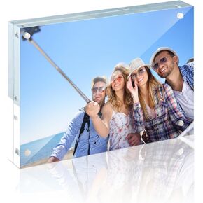 Acrylic Photo Frame 5x7, 1 Pack Acrylic Picture Frame, Clear Double Sided Magnetic Picture Frame, Free Standing Clear Photo Frame, Gift for Family and Friend, Total Thickness 16mm.