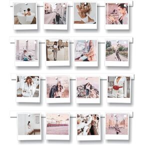 4 Wall Hanging Photo Display Magnetic Frames - Decorative Collage Picture Holder Photo Hanger - Room Wall Decor - Sculptural Picture Frames Collage - 16 Magnets