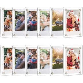 12 Pack Acrylic Fridge Magnetic Frame, Double Sided Clear Refrigerator Magnetic Polaroid Picture Frame for Fujifilm Instax Mini, 2.36 x 3.54 Inch