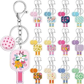 Sureio 24 Pcs Dinkball Keychain for Women Dinkball Party Favors Sports Aesthetic Key Fob Funny Acrylic Keychain Gift for Dink Sport Lover