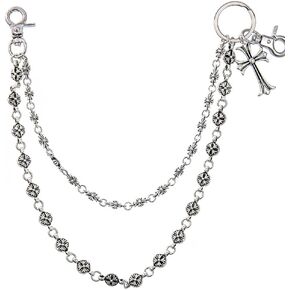 Wallet Chain， Pants Chain，Cross Keychain Hip Hop Punk Jeans Chain Goth Accessories for Women Men Clothing