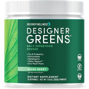 Designer Wellness, Designer Greens Superfood Powder with Prebiotics, Probiotics, Antioxidants, and Detox Support, 30 Servings