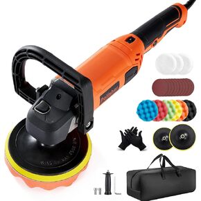 Buffer Polisher, 1600W 7 Inch/6 Inch Rotary Buffer Polisher Waxer, 8 Variable Speeds 500-3600 RPM, Detachable Handle Buffing Machine for Car Boat Sanding Polishing Waxing