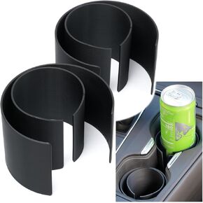 C² Flexible Slim Can Car Cup Holder Adapter Insert (Black (2-Pack)) - Made in USA - Secures 12 oz & 8.4 oz Energy Drinks