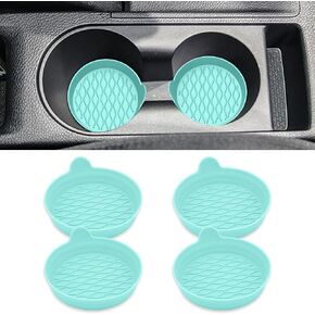 4PCS Car Cup Holder Coasters, Universal Silicone Non-Slip Insert Cup Coasters, Soft Wave Pattern Cup Holders, Car Interior Accessories for SUV, Truck, RV (Black)