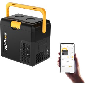 BougeRV 12 Volt Refrigerator, 19QT Car Fridge, Car Refrigerator, 18L Portable Freezer, -4~68℉, 12/24V DC, 110~240V AC, Idea for 2 People, Road Trips, Truck, Camping (Battery Not Included)