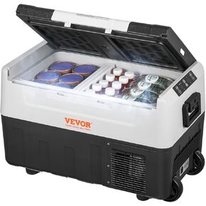 VEVOR Car Refrigerator, 12 Volt Car Refrigerator Fridge, 48 QT/45 L Dual Zone Portable Freezer, -4℉-50℉ Adjustable Range, 12/24V DC and 100-240V AC Compressor Cooler for Outdoor, Camping, Travel, RV