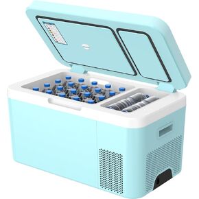 12 Volt Car Refrigerator Dual Zone 25 Quart Portable Freezer 12V Fridge Compressor Cooler 12V/24V DC 110～240 Volt AC for Truck Van RV SUV and Home Use -18℃~+15℃ (Glass Door)
