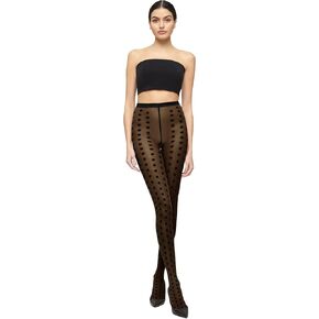Wolford Bonny Dots Tights For Women Pantyhose Hosiery Stocking Sheer-Opaque Delight with Bold Polka Dots & Knitted Waistband
