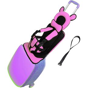 Toddler Travel Luggage Seat with Anti-Slip Rope, Pink Color, Ride on Luggage for Kids, Ride Luggage Vest for Babies (Luggage not included)