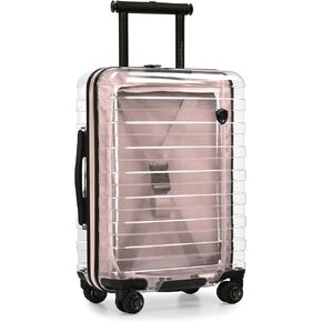Traveler's Choice Transparent Hardside Spinner Luggage, Pink, Carry-On 22-Inch