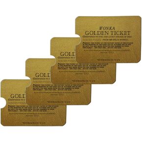 Willy Wonka and the Chocolate Factory Golden Ticket Credit Card RFID Blocker Holder Protector Wallet Purse Sleeves Set of 4