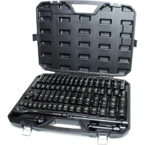 TightSpot 1/2 "محرك 70pc Socket Socket Master مع SAE و metric من 5/16 بوصة - 1-1/4 بوصة ، 8 مم - 24 مم ، مآخذ قياسية/عميقة مع قضبان التمديد والمحولات والمزيد