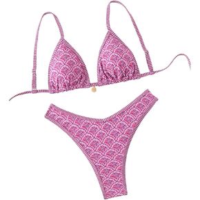 Women's 2 Piece Bikini Set Y2k Floral Triangle Tie Back Swimsuits Bathing Suit