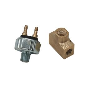 TMAMMER LOW LUSE HYDRAULIC LIGHT SWITCE ROD HOT ROD ، لأي نظام فرامل ، يعمل على تشغيل مصابيح الفرامل في 45psi مع تركيب تي شيرت ، 3/8-24 Inv. Flare (2) ، 1/8 npt (1)