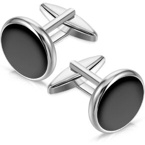 Ouligay Black Cufflinks for Men, Metal Men's Cuff Links, Tuxedo Cufflinks, Classic Groomsmen Cufflinks Wedding Cuff Links for Father Husband Boyfriend Business Anniversary Birthday