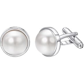 Pearl Silver Cufflinks for Men Personalized Cuff links Wedding Party Business Tuxedo Cuffs Jewelry in Kuwait