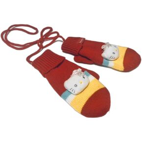 Kitty's Red Mittens with Adorable Face - Officially Licensed - Ideal for Little Girls