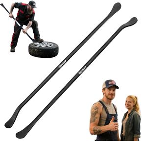 38" Heavy‑Duty Tubeless Truck Tire Iron Kit, 2‑Pack Oversized Solid‑Steel Mount/Demount Tire Spoons Bars, Rust‑Proof Anti‑Slip Grip-Essential Tire Removal Tool for Car, SUV & Truck (Black)