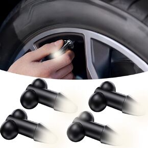4 PCS Black Funny Valve Stem Caps - Universal Airtight Dustproof Tire Valve Covers for Cars, SUVs, Trucks, Motorcycles, Bikes - Perfect Prank Gift & Car Wheel Tire Exterior Accessories