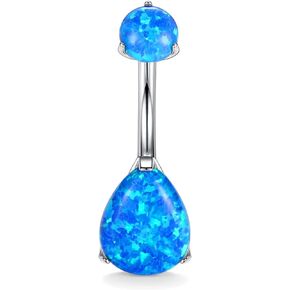 FUNLMO 14g Belly Button Rings Titanium Belly Navel Ring Internally Threaded Belly Button Jewelry Waterdrop Navel Jewelry Navel Belly Piercing Jewelry Navel Barbell Stud