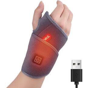 Wrist Heating Pad Wrap for Pain Relief, Heated Wrist Brace Heat Therapy for Carpal Tunnel Relief, Sprains, Swelling, De Quervain's Tenosynovitis, Tendonitis Hand Pain - Left Right Hand Grey