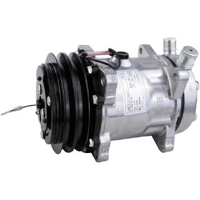 Universal A/C Compressor with Black 2A Clutch V Belt for SD 7H15 Refrigerant R134A 12V