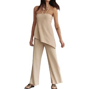 مجموعتان من قطعتين للنساء أنبوب قمم وسراويل صالة سترة مجموعة الصيف شاطئ العطلات السفر in Kuwait