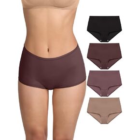REORIA High Waisted Underwear for Women Full Coverage Boy Shorts Boxer Briefs 4 Pack