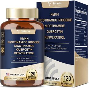 NMNH (Dihydronicotinamide Mononucleotide), NMNH Supplement w/Niacinamide (Vitamin B3), Quercetin, Trans-Resveratrol, Support NAD+, Skin Cell Health*, Anti-Aging & Energy, 120 Caps