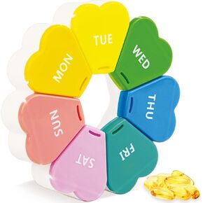Weekly Pill Organizer 7 Day Pill Box with Large Compartments Extra Big & Portable Medication & Vitamin Storage Cute Pill Holder Locking & Travel-Friendly Compact Daily Pill Sorter 1 Time a Day