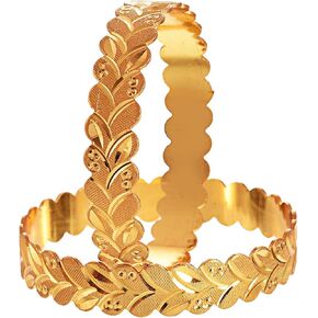 Bangles Indian Rajasthani Handmade Meena Work Gold Plated Ad size 2.8 inch normal size Traditional Jewelry gifting wedding 6364 (Leaf/Patti Design-1, 2.8)