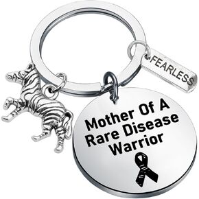 CENWA Mom Of Warrior Gift Mother Of A Rare Disease Warrior Keychain Mother Of Warrior Gift Zebra Ribbon Rare Disease Gift