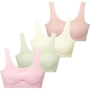 Phennie's Girls Training Bras Teen Sports Bra Wireless Removable Light Padded Bralette for 8-10 10-12 12-14 14-16 Packs