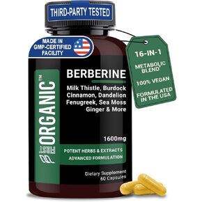 Berberine HCL+ Complex 1600mg - 120 Capsules - Supports Cardiovascular, Liver & Gut Health with Ceylon Cinnamon, Milk Thistle & Gut Blend - Third-Party Tested, Vegan, Non-GMO, Gluten-Free