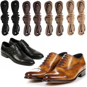 8 Pairs Dress Shoe Laces 3/32 Inch Thin Premium Round Waxed Shoelaces Colored Durable Business Oxford Shoe Strings for Men Women Work Boots Hiking