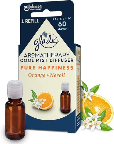 Glade Aromatherapy Essential Oil Diffuser Refill, Cool Mist Aromatherapy Diffuser & Air Freshener for Home, Pure Happiness with Orange & Neroli Scent, 17.4 ml in Saudi Arabia