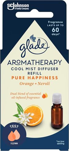 Glade Aromatherapy Essential Oil Diffuser Refill, Cool Mist Aromatherapy Diffuser & Air Freshener for Home, Pure Happiness with Orange & Neroli Scent, 17.4 ml in Saudi Arabia